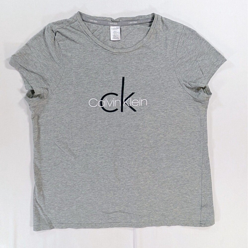 Calvin Klein sleep shirt small gray spell out lounge wear